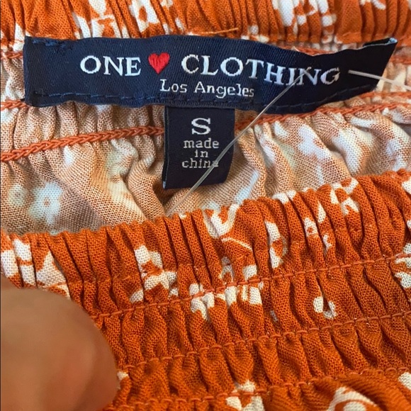 NWT One Clothing Floral Orange Off Shoulder Top - Picture 5 of 6